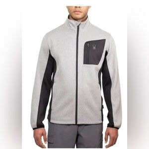 Spyder Men's Light Gray and Black Full-Zip Jacket Medium